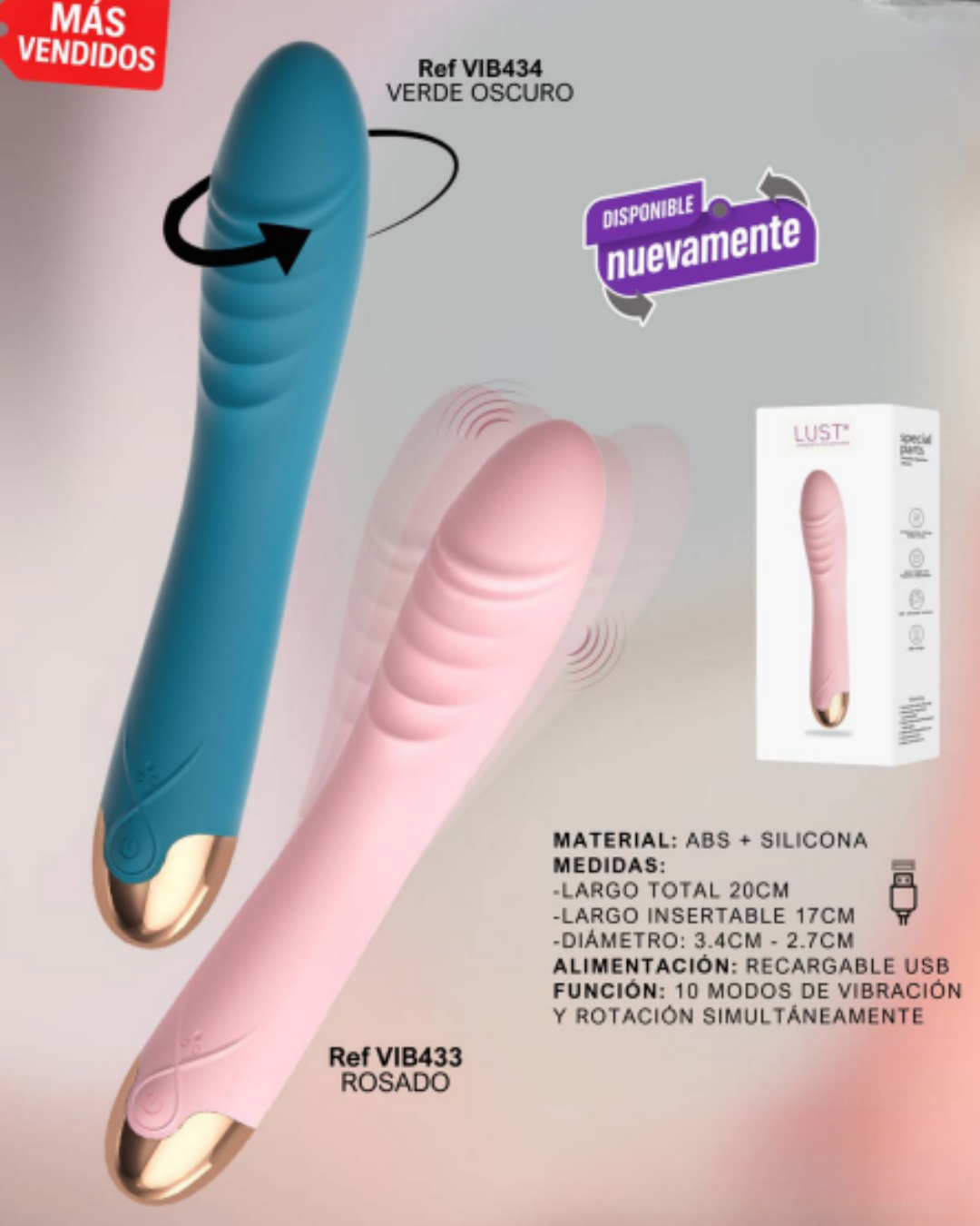 Vibrador Lust Con Rotación