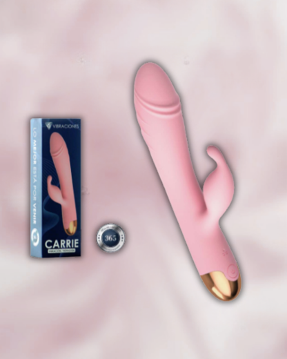 VIBRADOR VIBRACIONES CARRIE CON ROTACION Y ESTIMULADOR CLITORIAL