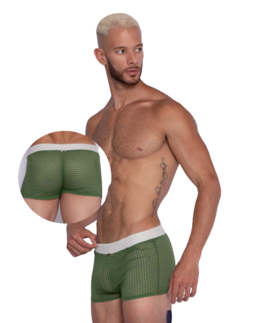 Short Boxer en Malla - Verde Oscuro