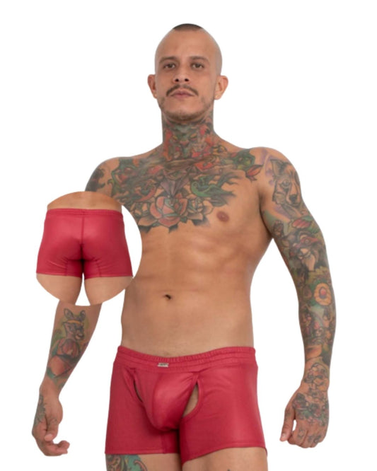 Brief Tipo Short con Abertura Frontal - Rojo Intenso