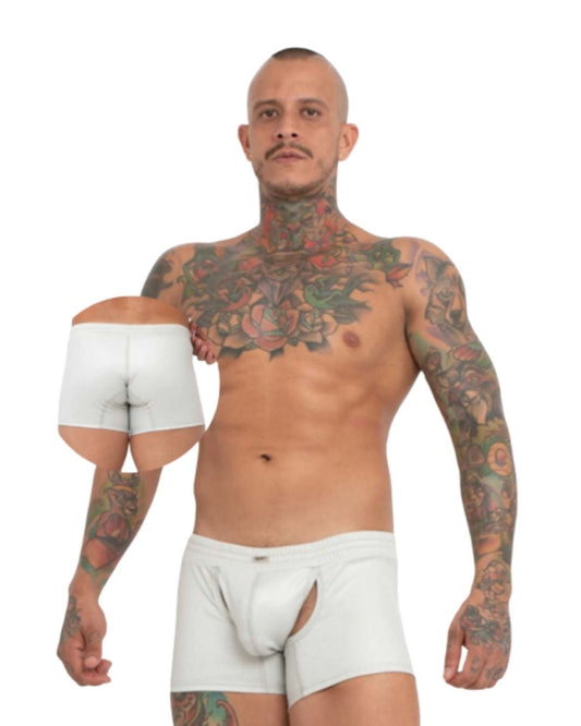 Brief Tipo Short con Abertura Frontal - Blanco