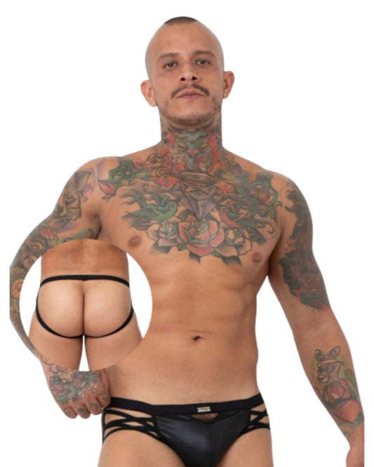 Jockstrap Cristiano con Cintas Cruzadas - Negro