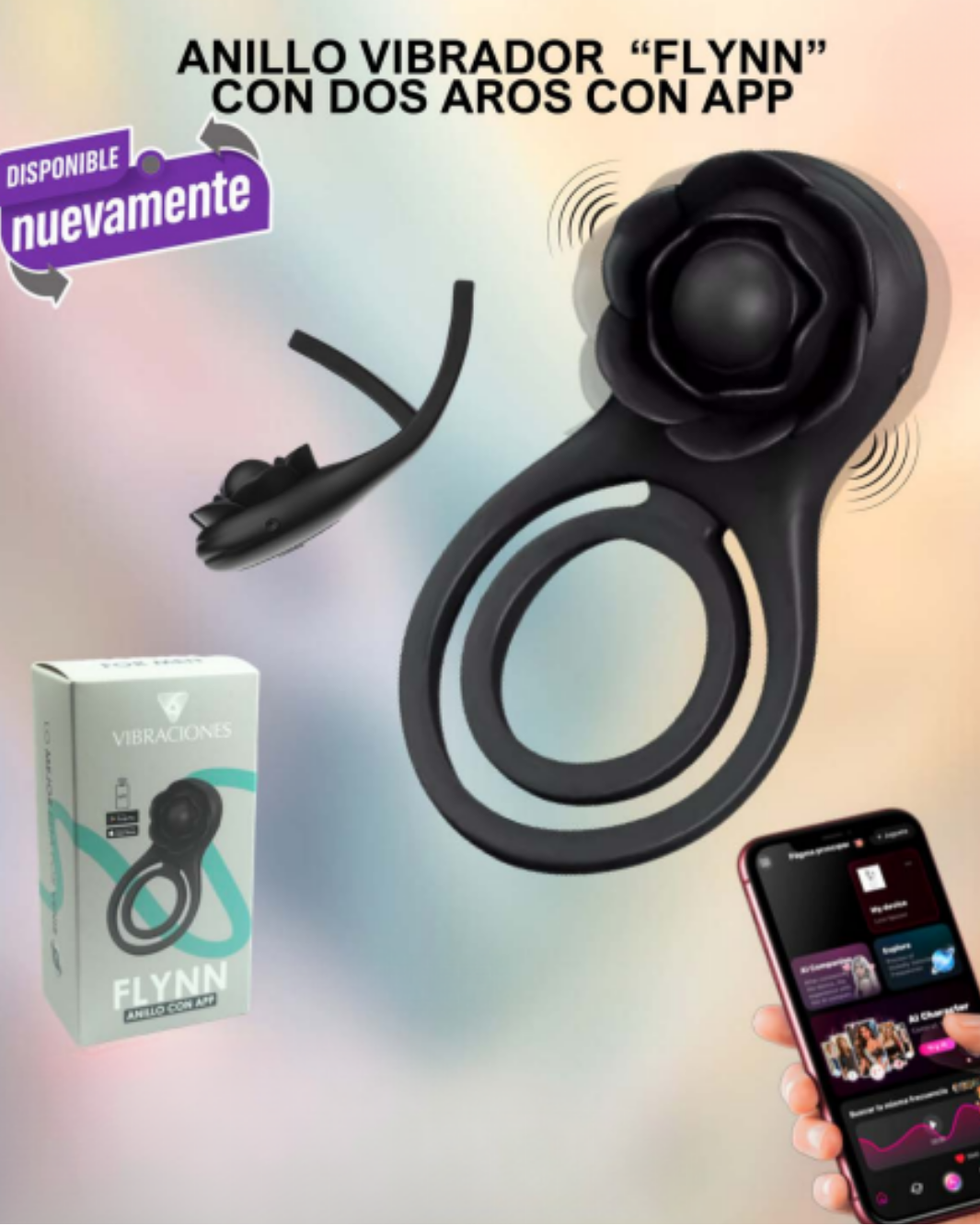 Anillo Vibrador "Flynn" Dos Aros Con App